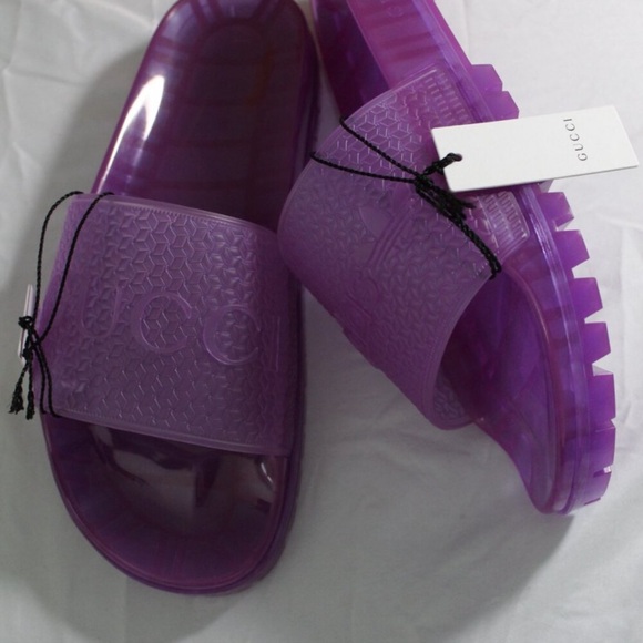 NWB Gucci Adidas x GG adilette purple transparent slides size 37 - Picture 3 of 9